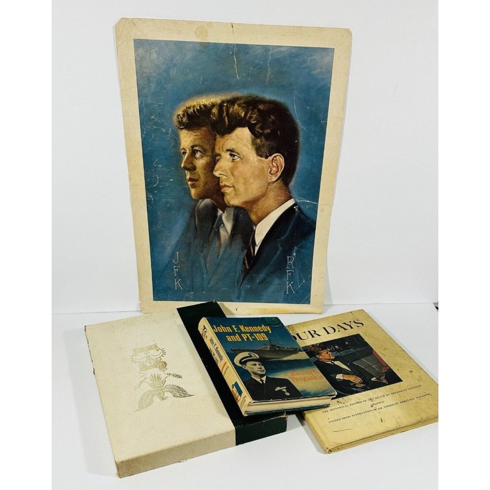 John F Kennedy Lot President Print Books Winston Churchill History Assasination